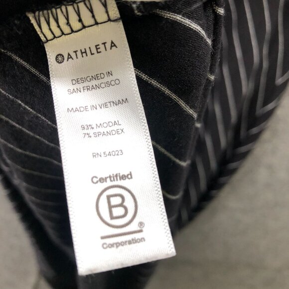 Athleta Santorini Sleeveless Dress S Black White Stripe Knee Length Athletic - Picture 8 of 8